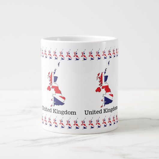 イギリス国旗入り地図デザイン - お土産 ジャンボコーヒーマグカップ (正面)