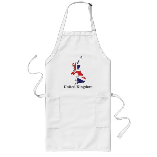イギリス国旗入り地図デザイン - お土産 ロングエプロン (正面)