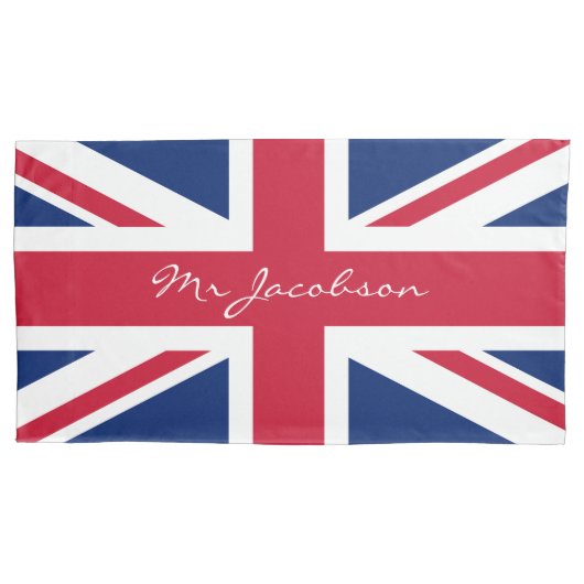 イギリス国旗名前をカスタムする連合ジャック・パトリオティック 枕カバー (正面左)