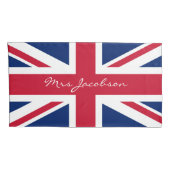 イギリス国旗名前をカスタムする連合ジャック・パトリオティック 枕カバー (裏面-右)