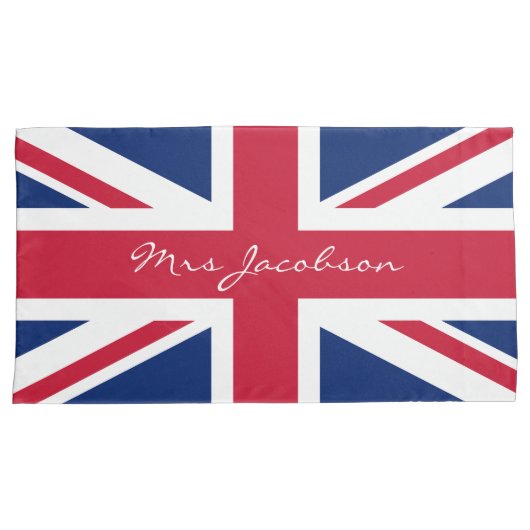 イギリス国旗名前をカスタムする連合ジャック・パトリオティック 枕カバー (正面右)