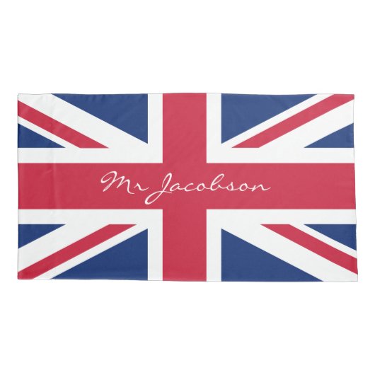 イギリス国旗名前をカスタムする連合ジャック・パトリオティック 枕カバー (裏面-左)