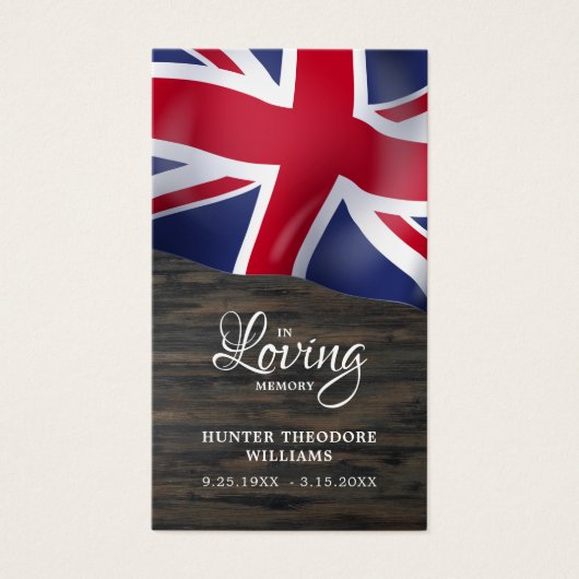 イギリス国旗悔やみや弔慰葬儀記念祈りの言葉カード (正面)