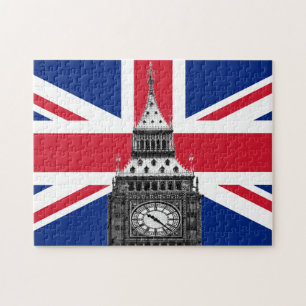 イギリス国旗&ビッグベン – ロンドン，英国/スポーツファン ジグソーパズル