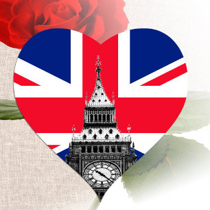 イギリス国旗&ビッグベン – ロンドン，英国/スポーツファン ハートシール