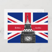 イギリス国旗&ビッグベン – ロンドン，英国/スポーツファン ポストカード (正面/裏面)