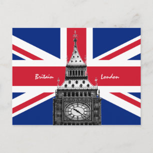 イギリス国旗&ビッグベン – ロンドン，英国/スポーツファン ポストカード