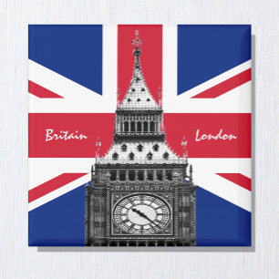 イギリス国旗&ビッグベン – ロンドン,英国/スポーツファン マグネット