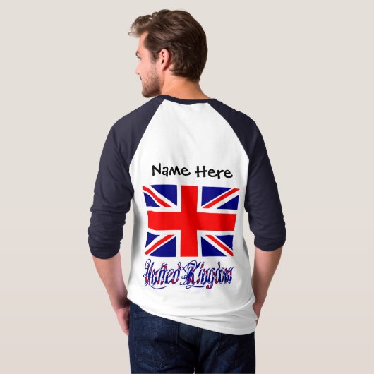 イギリス国旗 ブラック 個人名入れ Tシャツ (裏面フル)