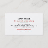 イギリス国旗、英語チューター、先生 名刺 (裏面)