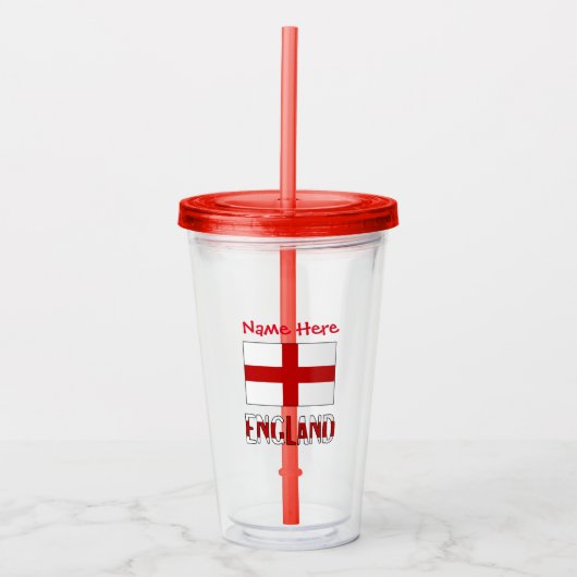 イギリス国旗 英語 赤 カスタマイズ アクリルタンブラー (正面)