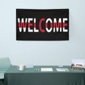 イギリス国旗(h) bnrtにオーバーレイされた歓迎 横断幕 (トレードショー)