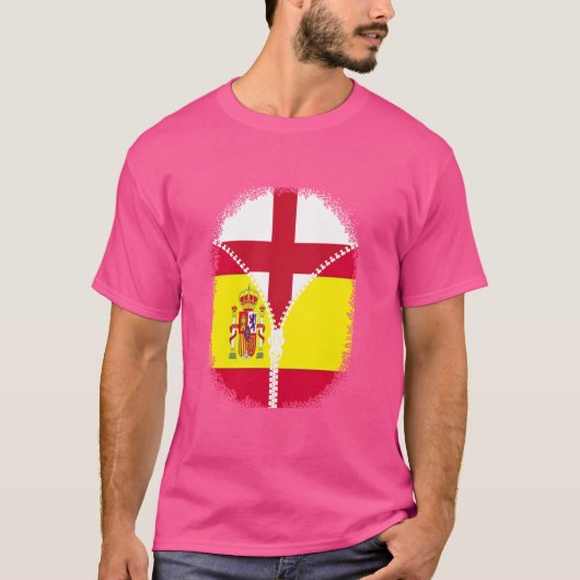 イギリス国旗English スペインの Zipper Tシャツ (正面)
