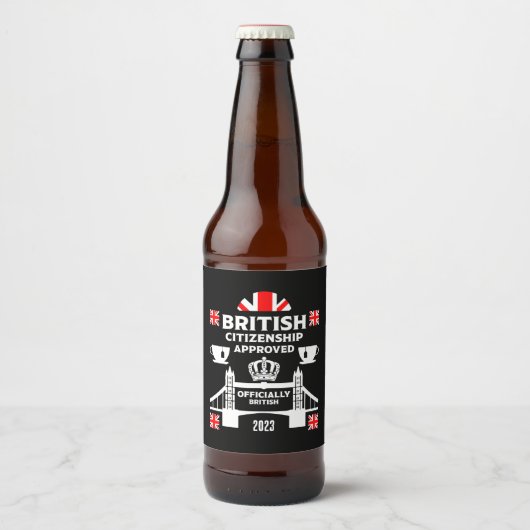 イギリス国籍取得のお祝いギフト ビールラベル (正面)