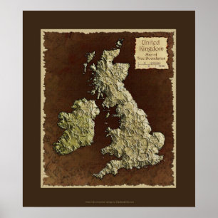 イギリス地図アートポスター ポスター