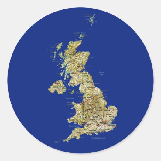 イギリス地図ステッカー ラウンドシール (正面)