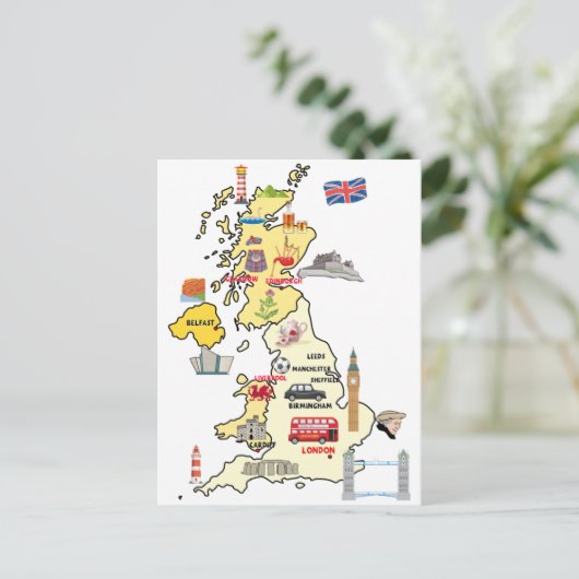 イギリス地図 イギリスのイラストマップ ポストカード (スタンド正面)