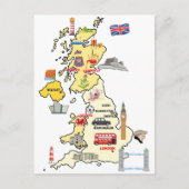 イギリス地図 イギリスのイラストマップ ポストカード (正面)