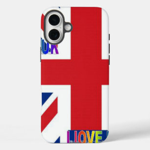 イギリス大好き もふもふの雲とユニオンジャックのイラストプリント iPhone 16 PLUSケース