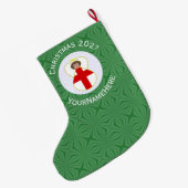 イギリス天使クリスマスフラグパーソナライズ ラージクリスマスストッキング (裏面 (吊り時))
