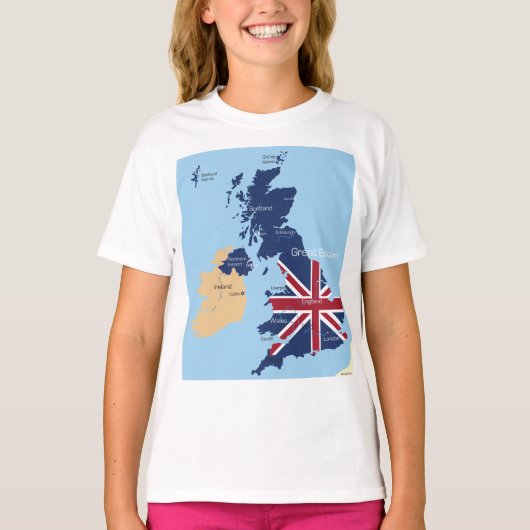 イギリス女子素晴らしTシャツの地図 Tシャツ (正面)