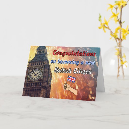 イギリス市民による新しい贈り物へのお祝い カード (黄色い花)