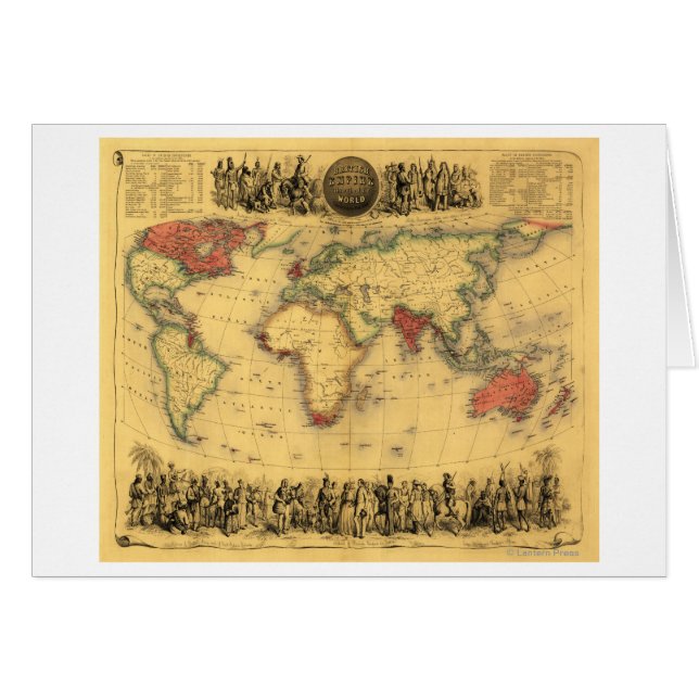 イギリス帝国の地図を示す世界地図パノラママップ (正面横)