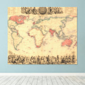 イギリス帝国を示す世界地図 キャンバスプリント (インサイチュ (ウッドフロア))