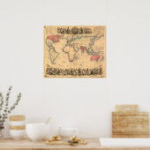 イギリス帝国を示す世界地図 ポスター (キッチン)