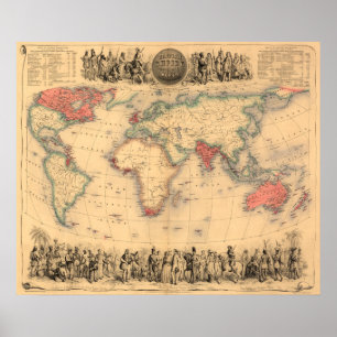 イギリス帝国を示す世界地図 ポスター