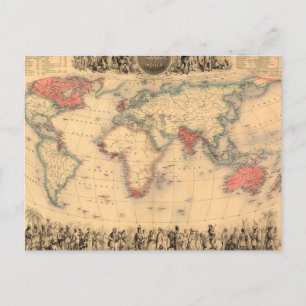 イギリス帝国を示す世界地図 ポストカード