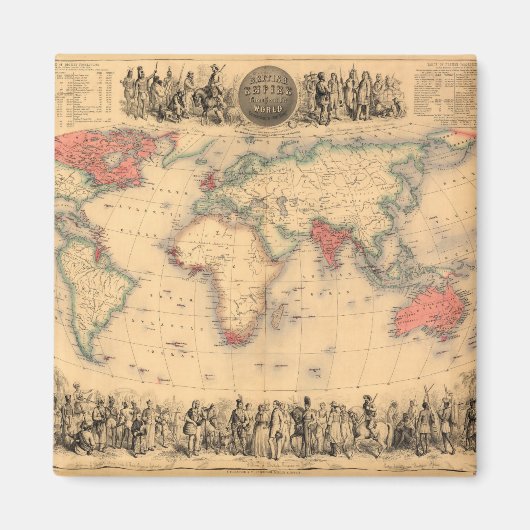 イギリス帝国を示す世界地図 マグネット (正面)