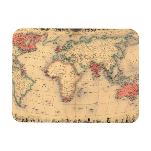 イギリス帝国を示す世界地図 マグネット (横)