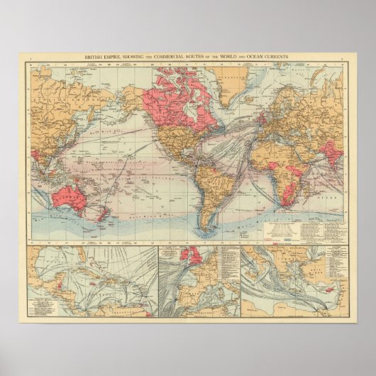 イギリス帝国、航路、海流 ポスター (正面)