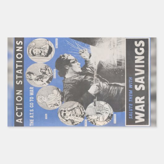 イギリス戦争時のポスターの復刻版 長方形シール (正面)