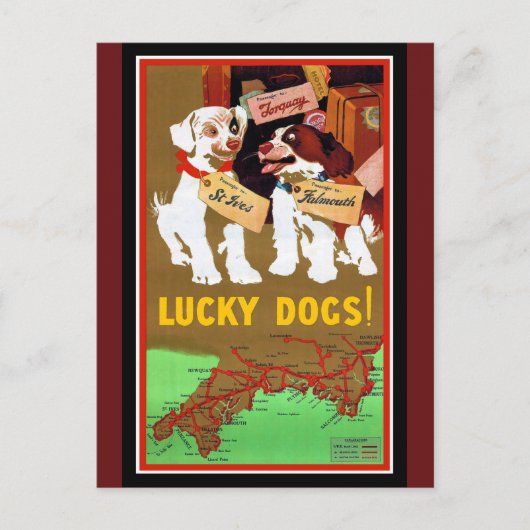 イギリス旅行のポスター犬からTorquay Falmouth ポストカード (正面)