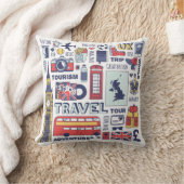 イギリス旅行落書き クッション (ブランケット)