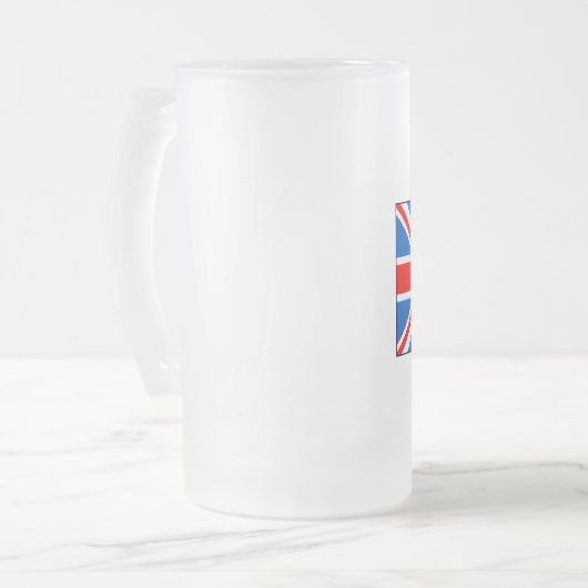 イギリス旗のTシャツおよびギフト フロストグラスビールジョッキ (正面左)