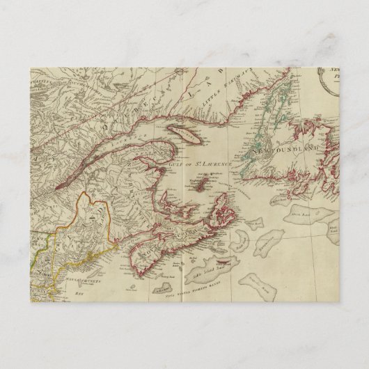 イギリス植民地の北アメリカ、ニューイングランド ポストカード (正面)