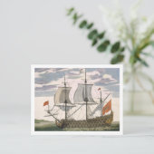 イギリス海軍：ホワイト飛んでいるEの一等船 ポストカード (スタンド正面)