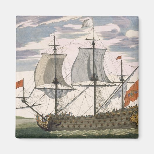 イギリス海軍：ホワイト飛んでいるEの一等船 マグネット (正面)