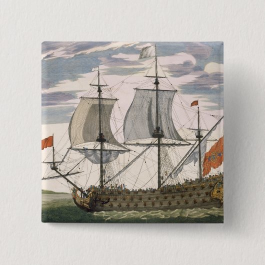 イギリス海軍: 白いEを飛ばす一流の船 缶バッジ (正面)