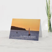 イギリス湾の帆船 グリーティングカード サンキューカード (正面)