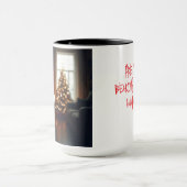 イギリス産ブルドッグがクリスマスコーヒーマグを扱う マグカップ (中央)