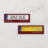 イギリス番号プレート – ダークマルーン スキニー名刺 (正面/裏面)