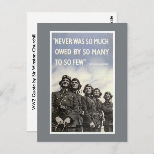 イギリス第二次世界大戦チャーチル引用文 ポストカード (正面/裏面)