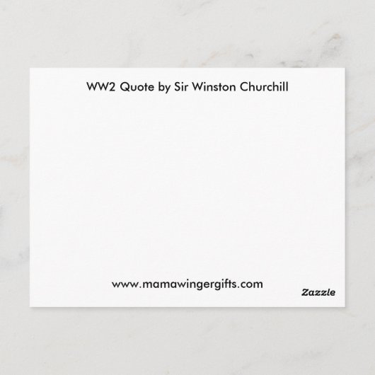 イギリス第二次世界大戦チャーチル引用文 ポストカード (裏面)