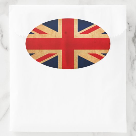 イギリス素晴らしフラグ 楕円形シール (バッグ)
