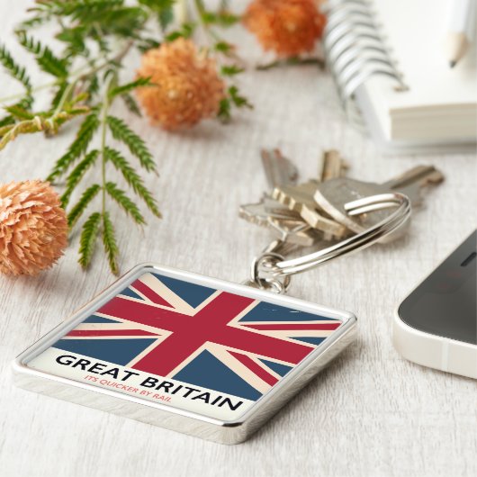 イギリス素晴らし「鉄道で速い」ヴィンテージのポスター キーホルダー (側面)