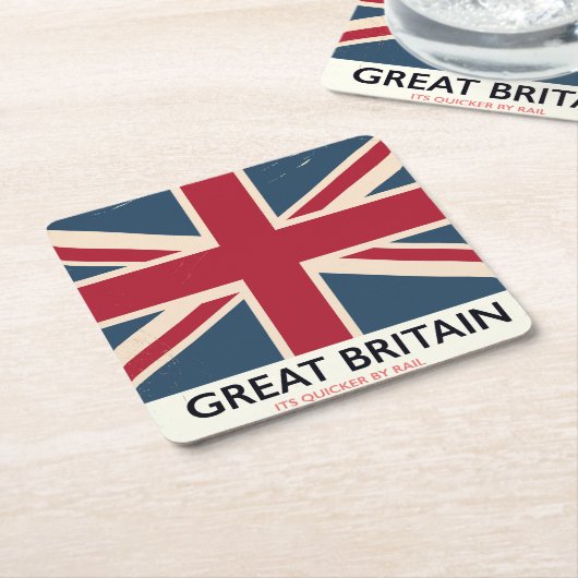 イギリス素晴らし「鉄道で速い」ヴィンテージのポスター スクエアペーパーコースター (アングル)